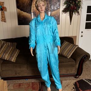 Abraxas • Vintage • Women • Turquoise • Large • Satin • Jumpsuit